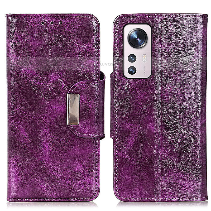 Leather Case Stands Flip Cover Holder N04P for Xiaomi Mi 12X 5G Purple