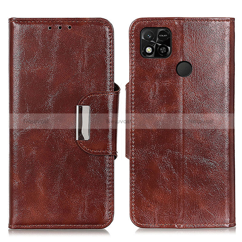 Leather Case Stands Flip Cover Holder N04P for Xiaomi POCO C31 Brown
