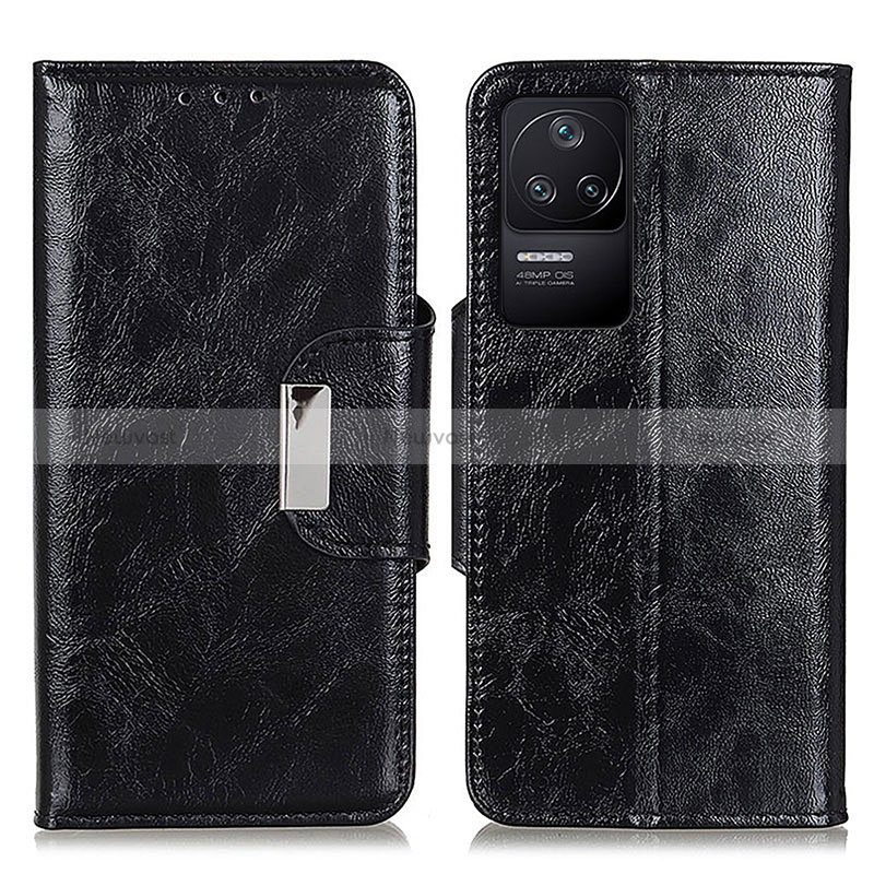 Leather Case Stands Flip Cover Holder N04P for Xiaomi Redmi K40S 5G Black