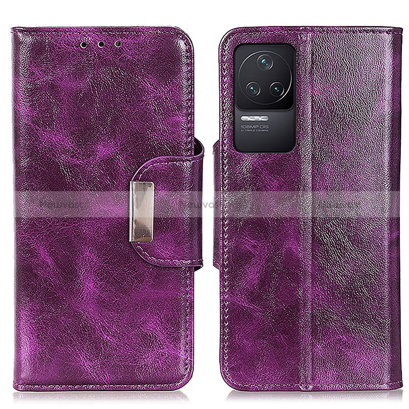 Leather Case Stands Flip Cover Holder N04P for Xiaomi Redmi K50 5G Purple