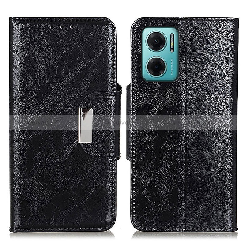 Leather Case Stands Flip Cover Holder N04P for Xiaomi Redmi Note 11E 5G Black