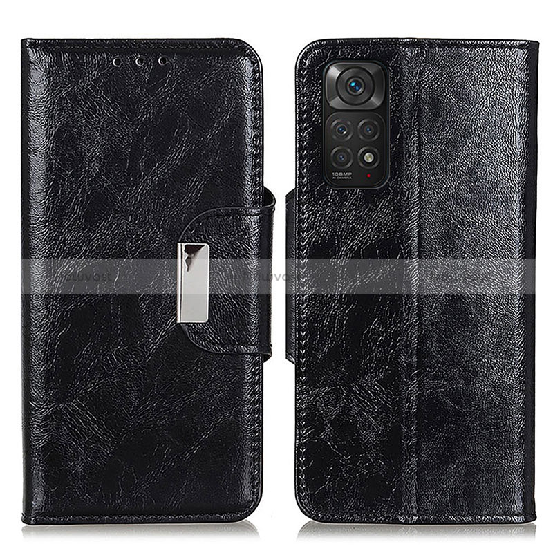 Leather Case Stands Flip Cover Holder N04P for Xiaomi Redmi Note 11S 4G Black