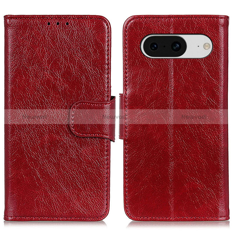 Leather Case Stands Flip Cover Holder N05P for Google Pixel 8 5G Red