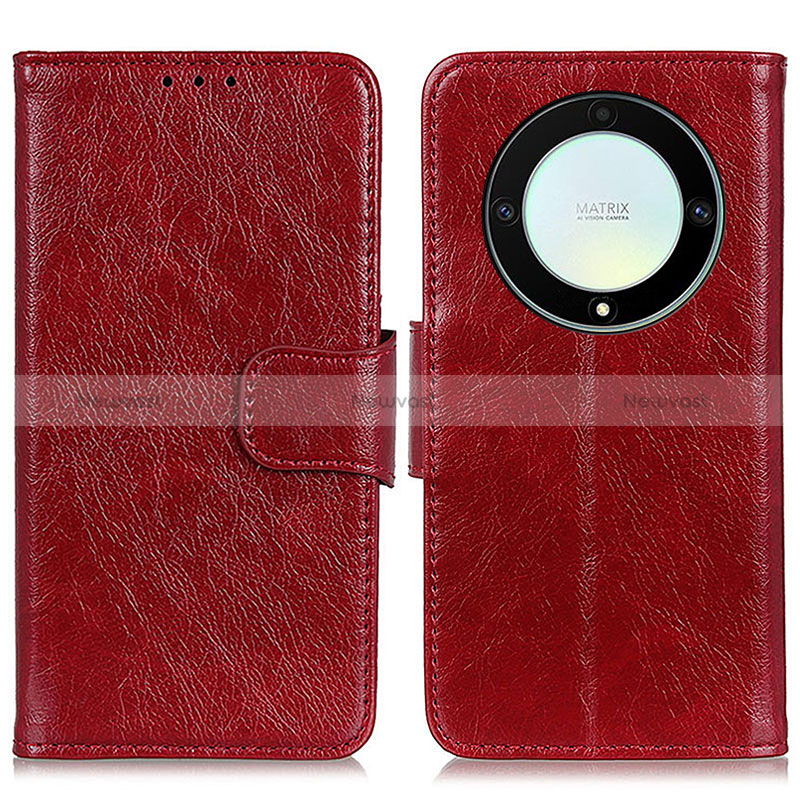 Leather Case Stands Flip Cover Holder N05P for Huawei Honor Magic5 Lite 5G Red