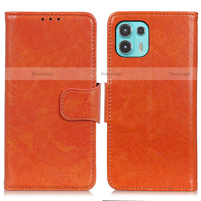 Leather Case Stands Flip Cover Holder N05P for Motorola Moto Edge 20 Lite 5G Orange