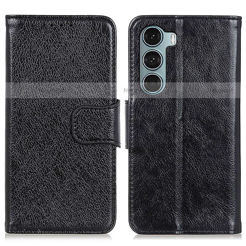 Leather Case Stands Flip Cover Holder N05P for Motorola Moto Edge S30 5G Black