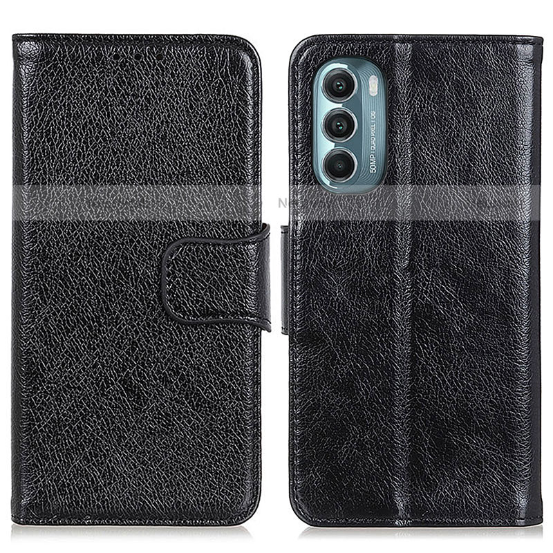 Leather Case Stands Flip Cover Holder N05P for Motorola Moto G Stylus (2022) 4G Black