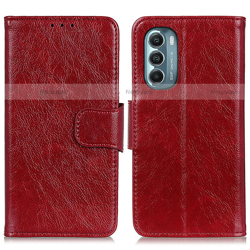 Leather Case Stands Flip Cover Holder N05P for Motorola Moto G Stylus (2022) 4G Red