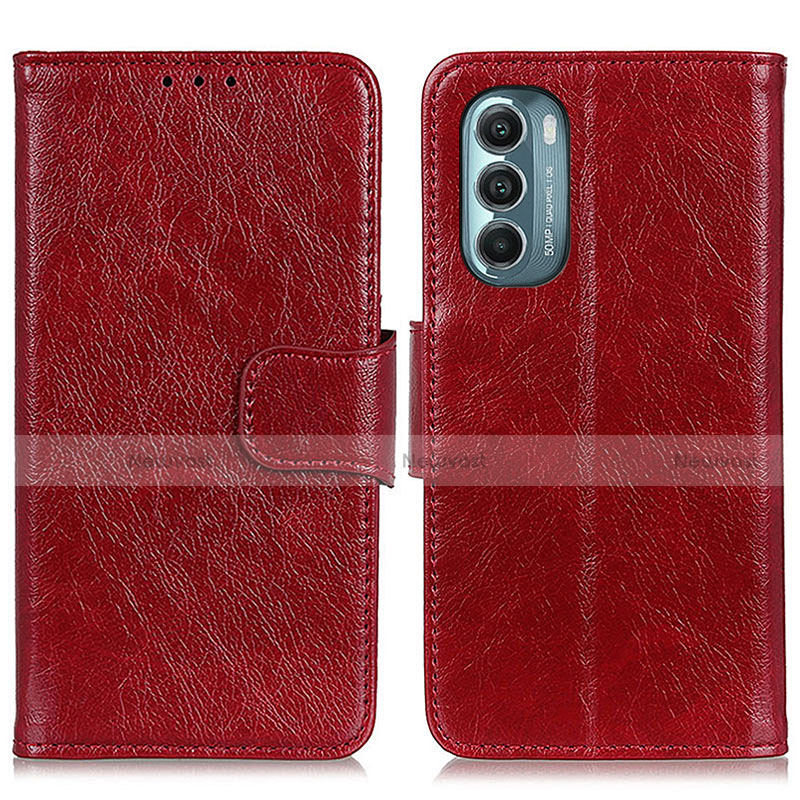 Leather Case Stands Flip Cover Holder N05P for Motorola Moto G Stylus (2022) 5G Red