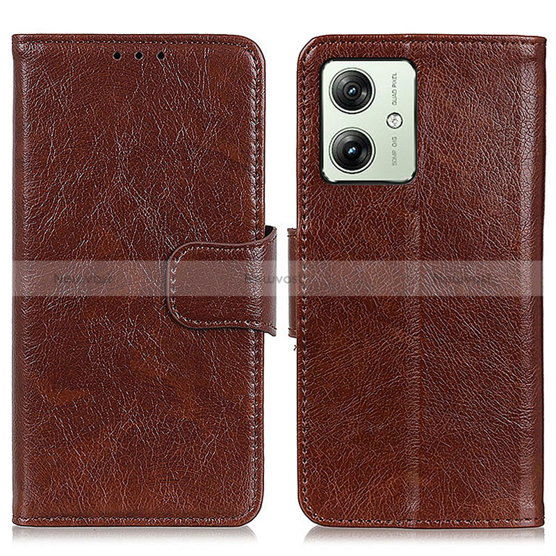 Leather Case Stands Flip Cover Holder N05P for Motorola Moto G54 5G