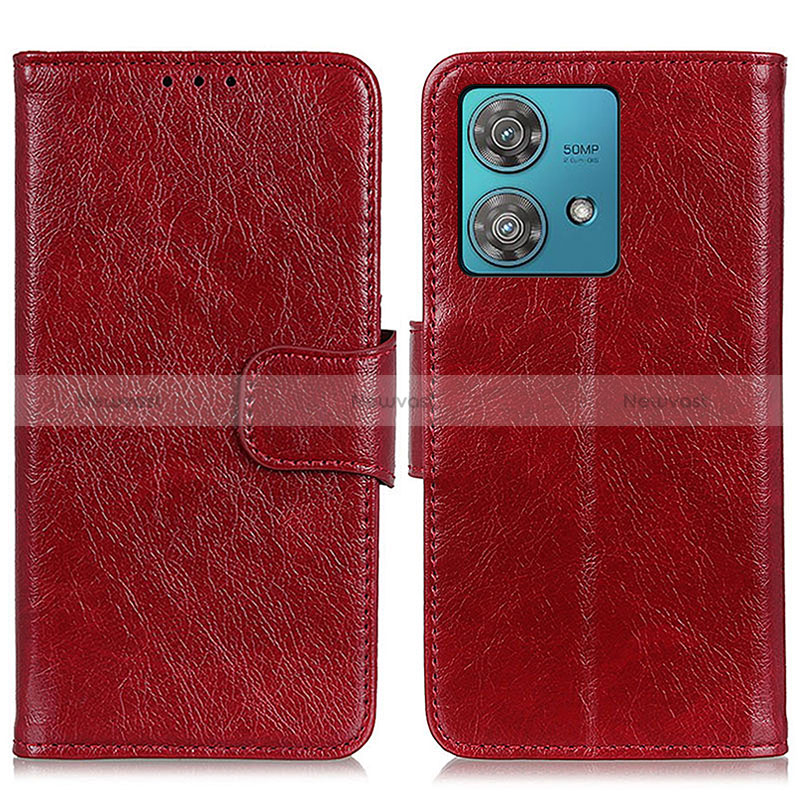 Leather Case Stands Flip Cover Holder N05P for Motorola Moto G84 5G