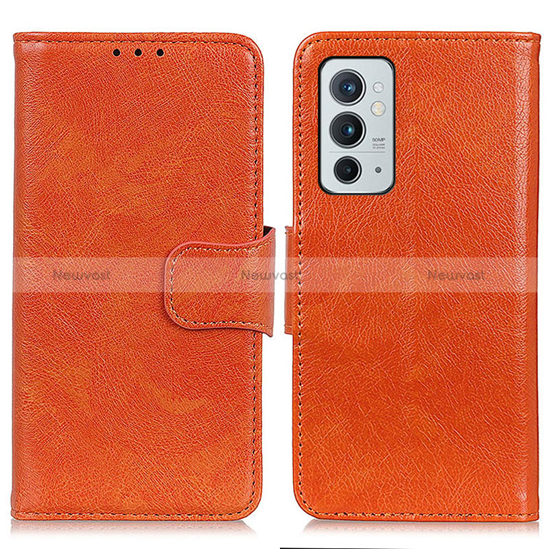 Leather Case Stands Flip Cover Holder N05P for OnePlus 9RT 5G Orange