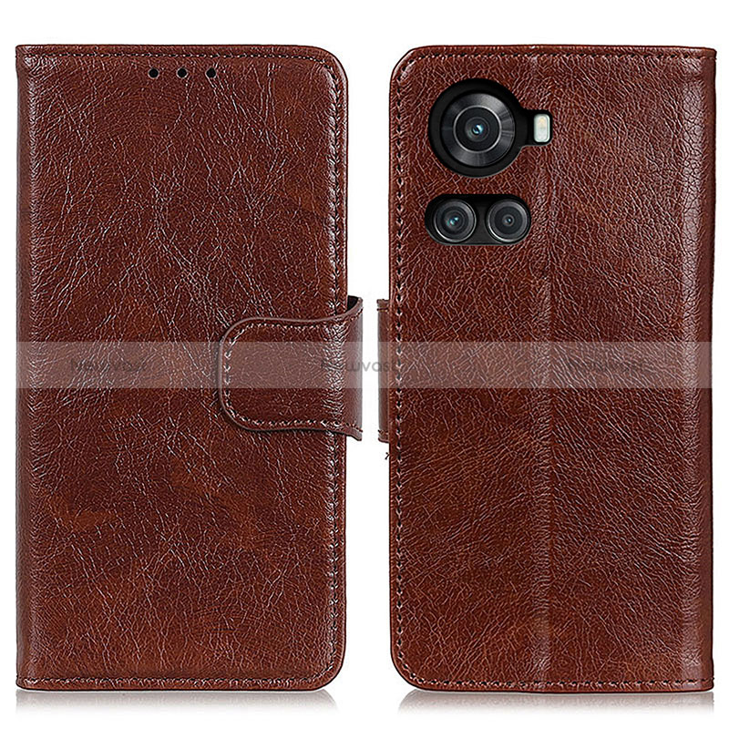 Leather Case Stands Flip Cover Holder N05P for OnePlus Ace 5G Brown