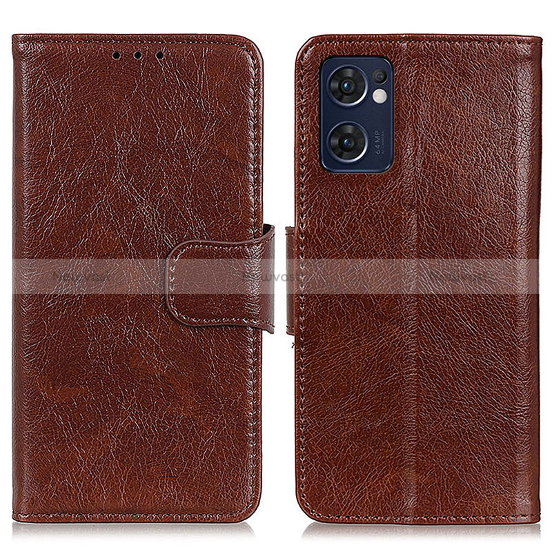 Leather Case Stands Flip Cover Holder N05P for OnePlus Nord CE 2 5G Brown