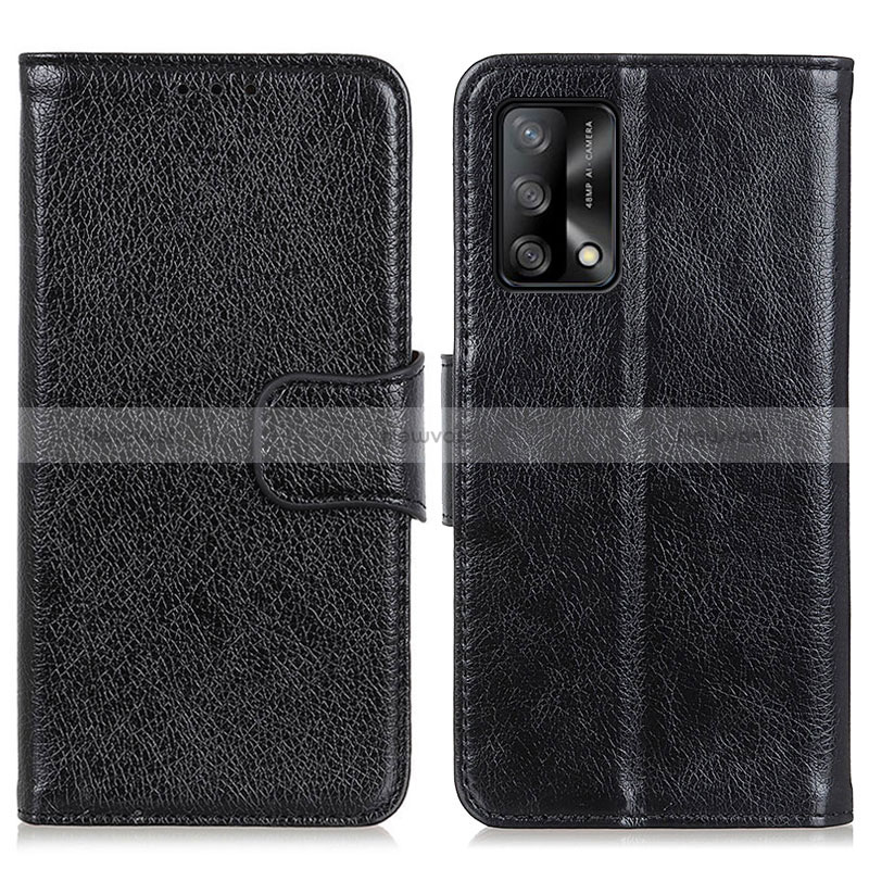 Leather Case Stands Flip Cover Holder N05P for Oppo A95 4G Black