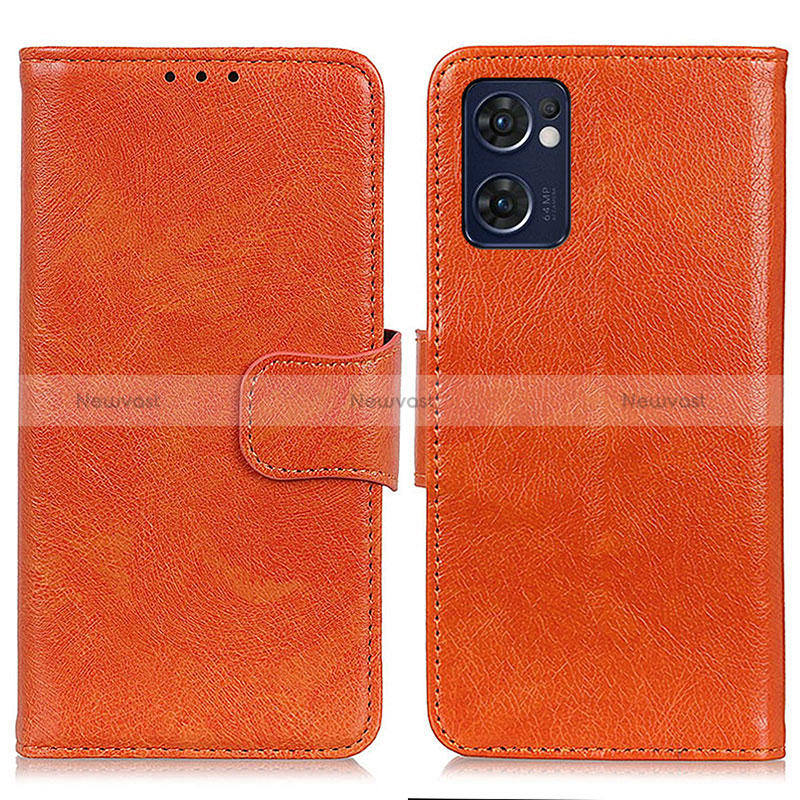 Leather Case Stands Flip Cover Holder N05P for Oppo Find X5 Lite 5G Orange