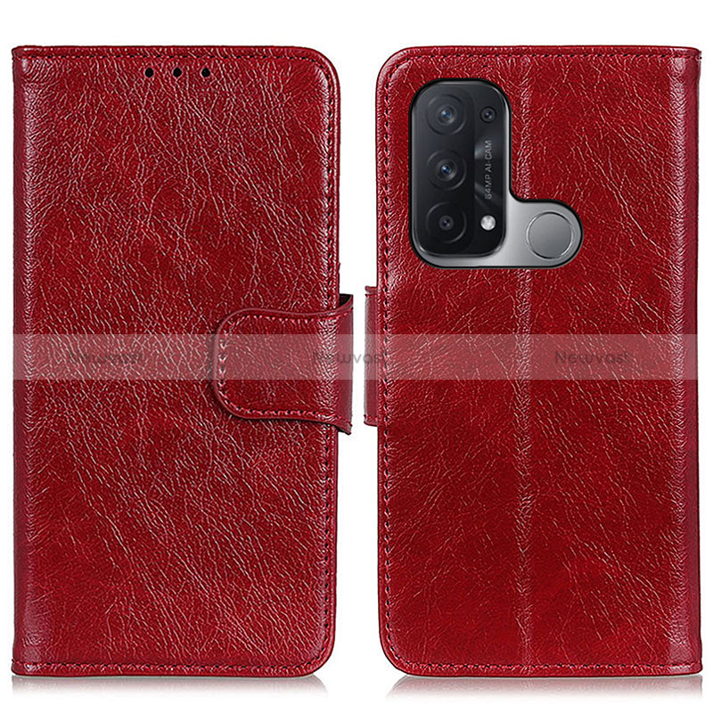 Leather Case Stands Flip Cover Holder N05P for Oppo Reno5 A Red