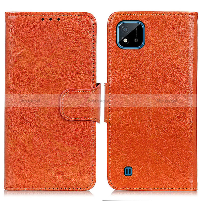 Leather Case Stands Flip Cover Holder N05P for Realme C11 (2021) Orange