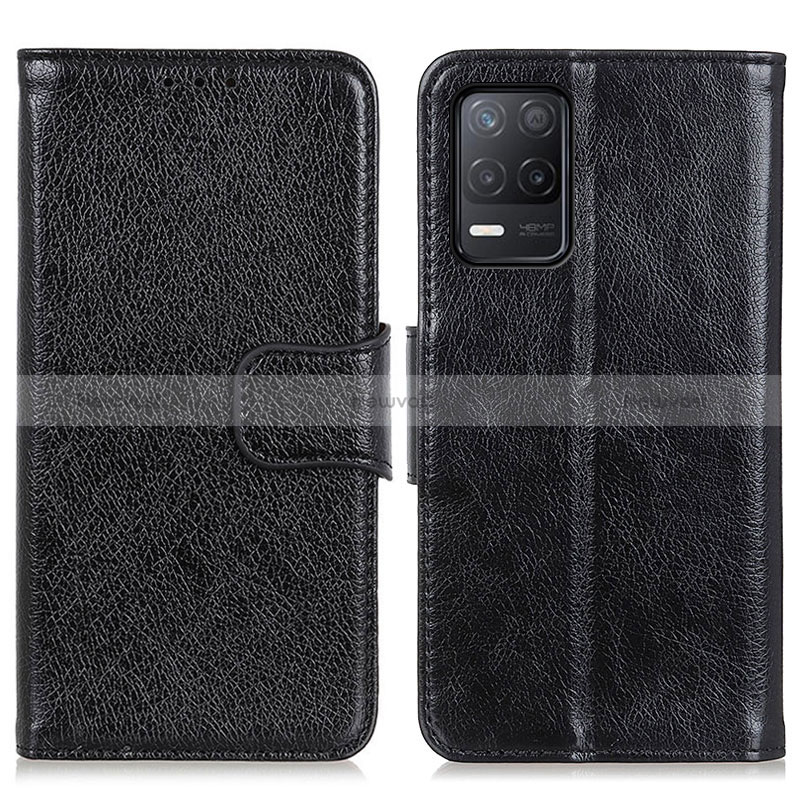 Leather Case Stands Flip Cover Holder N05P for Realme Narzo 30 5G Black