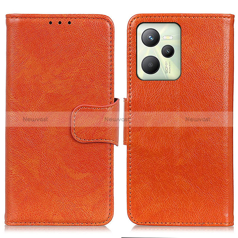 Leather Case Stands Flip Cover Holder N05P for Realme Narzo 50A Prime Orange