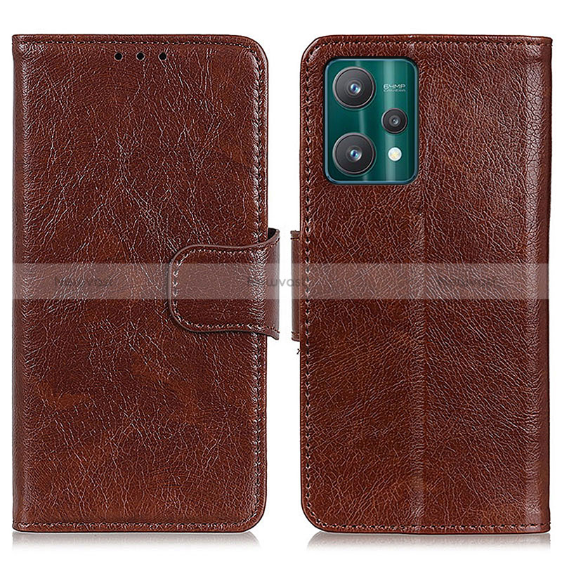 Leather Case Stands Flip Cover Holder N05P for Realme V25 5G Brown