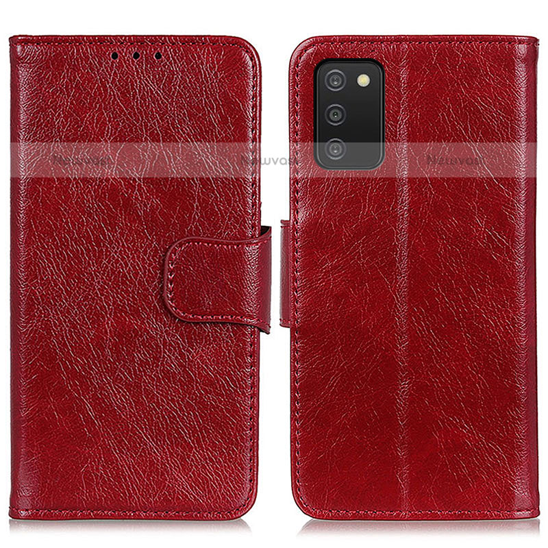 Leather Case Stands Flip Cover Holder N05P for Samsung Galaxy A02s Red