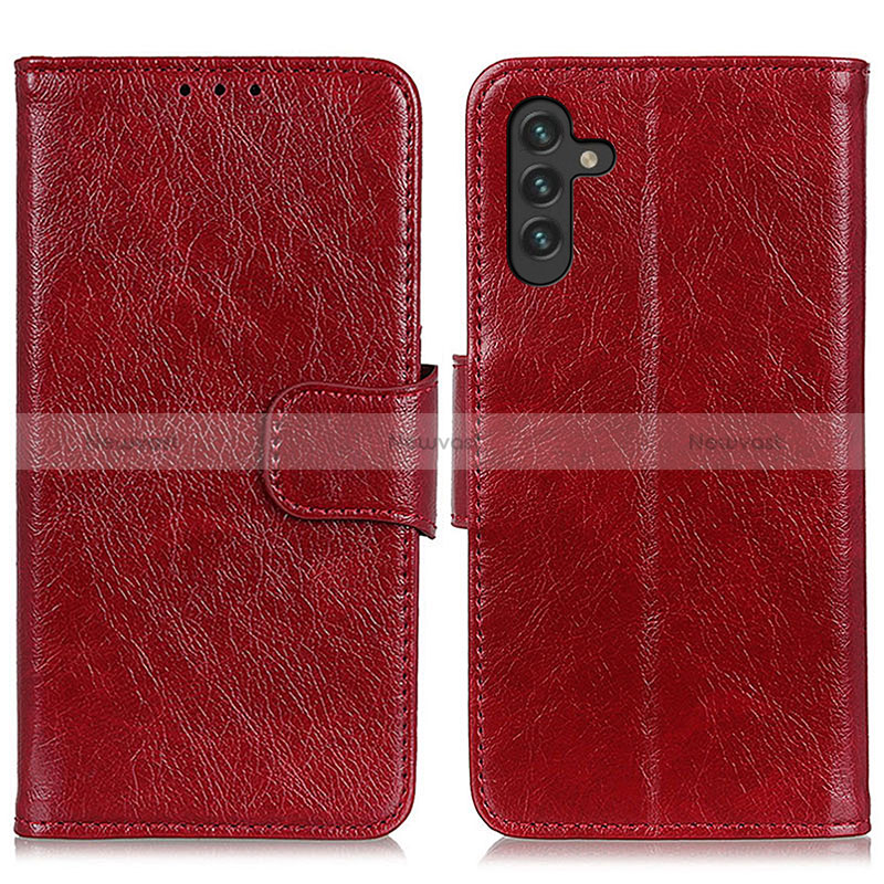 Leather Case Stands Flip Cover Holder N05P for Samsung Galaxy A04s Red