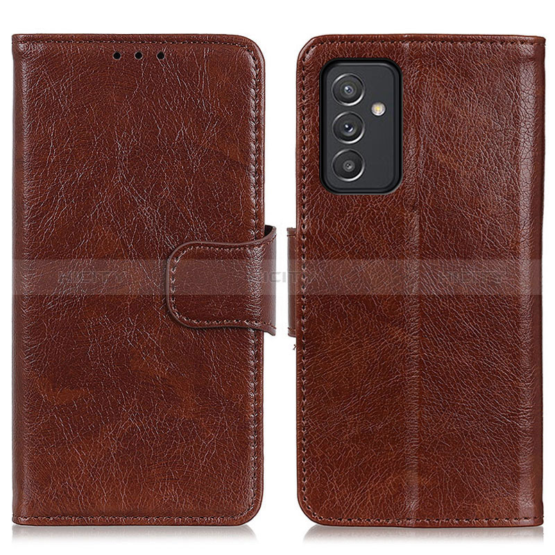 Leather Case Stands Flip Cover Holder N05P for Samsung Galaxy A05s Brown