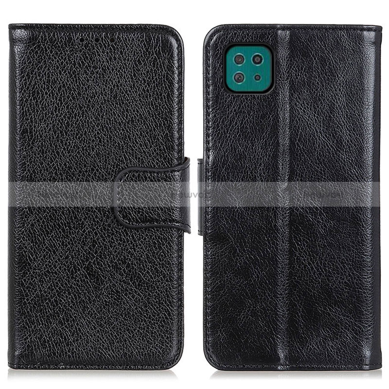 Leather Case Stands Flip Cover Holder N05P for Samsung Galaxy A22s 5G Black