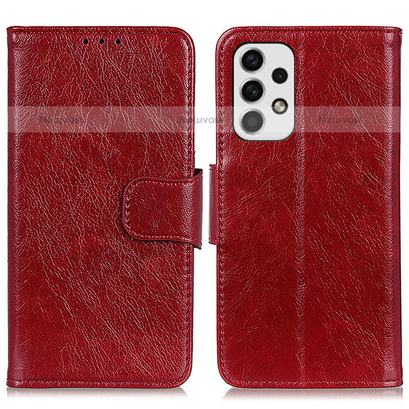 Leather Case Stands Flip Cover Holder N05P for Samsung Galaxy A23 5G Red