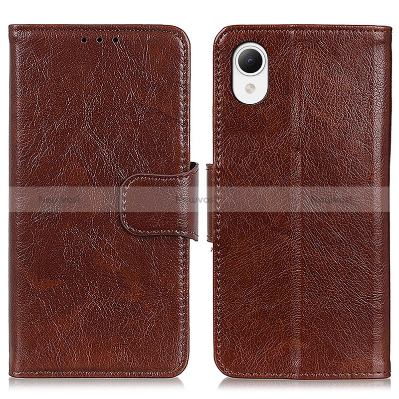 Leather Case Stands Flip Cover Holder N05P for Samsung Galaxy A23s Brown