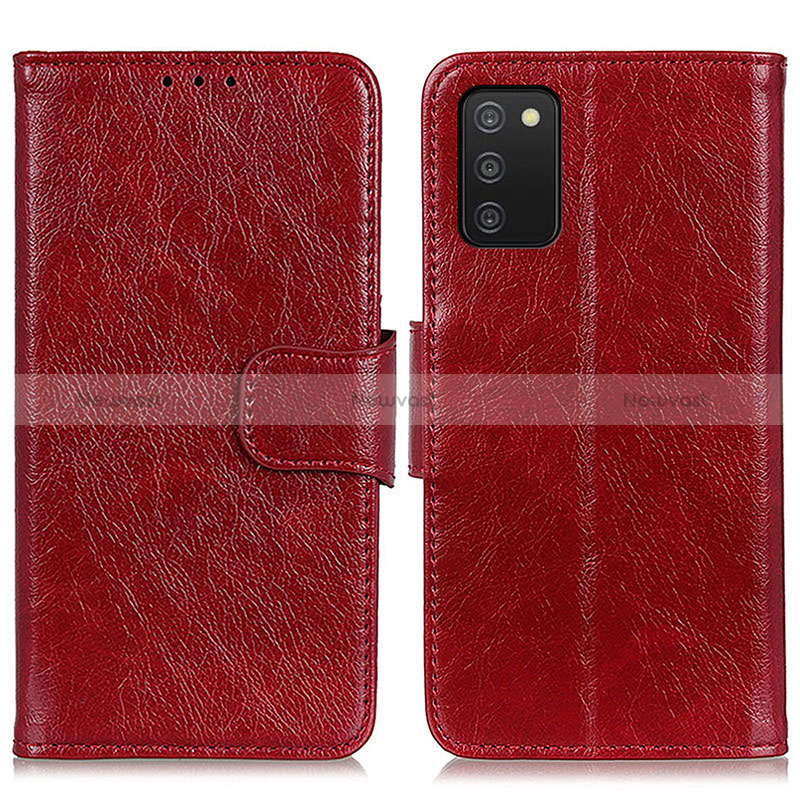 Leather Case Stands Flip Cover Holder N05P for Samsung Galaxy F02S SM-E025F Red