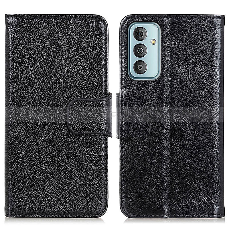 Leather Case Stands Flip Cover Holder N05P for Samsung Galaxy F13 4G Black