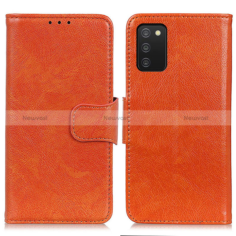 Leather Case Stands Flip Cover Holder N05P for Samsung Galaxy M02s Orange