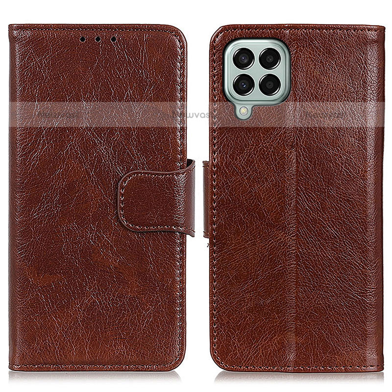 Leather Case Stands Flip Cover Holder N05P for Samsung Galaxy M33 5G Brown