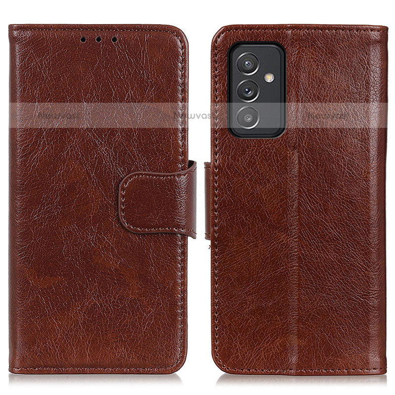 Leather Case Stands Flip Cover Holder N05P for Samsung Galaxy Quantum2 5G Brown