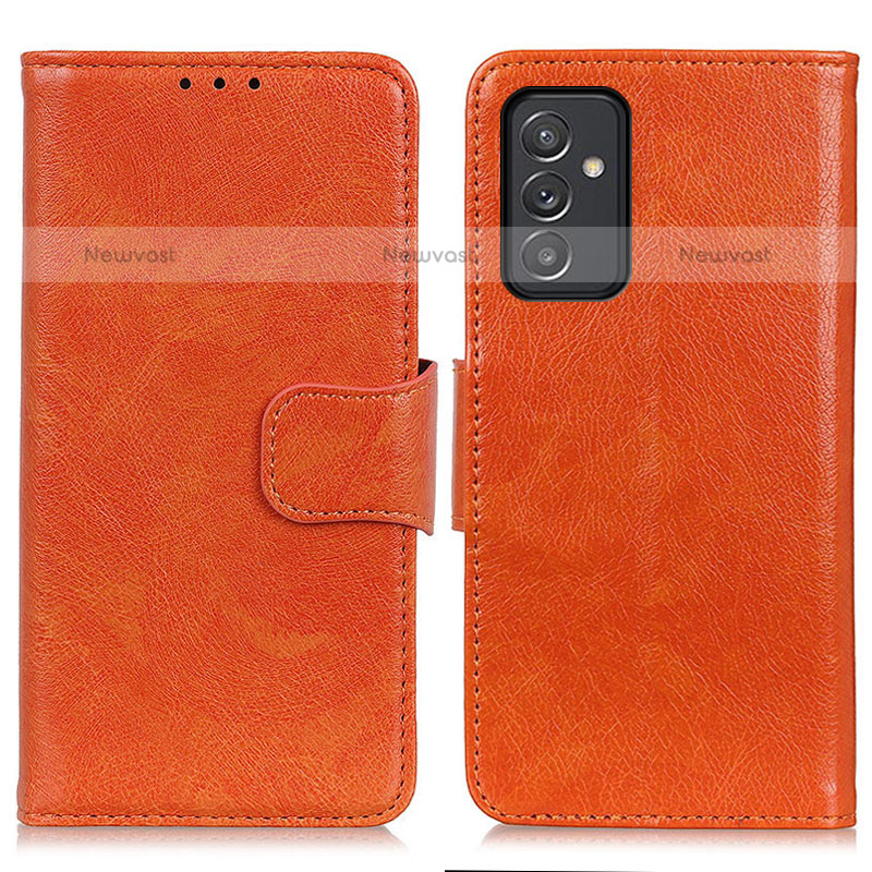 Leather Case Stands Flip Cover Holder N05P for Samsung Galaxy Quantum2 5G Orange