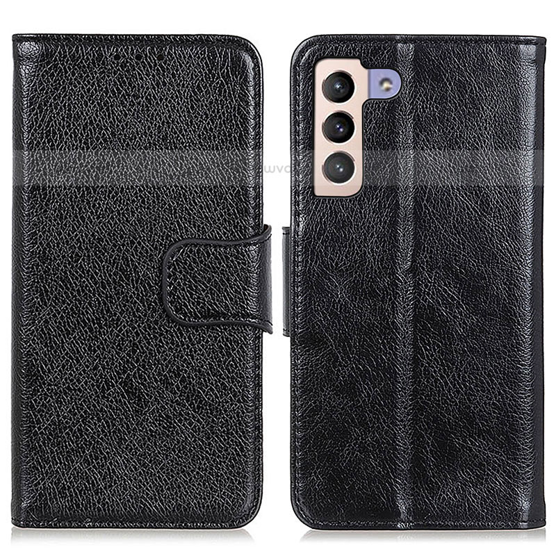 Leather Case Stands Flip Cover Holder N05P for Samsung Galaxy S21 5G Black