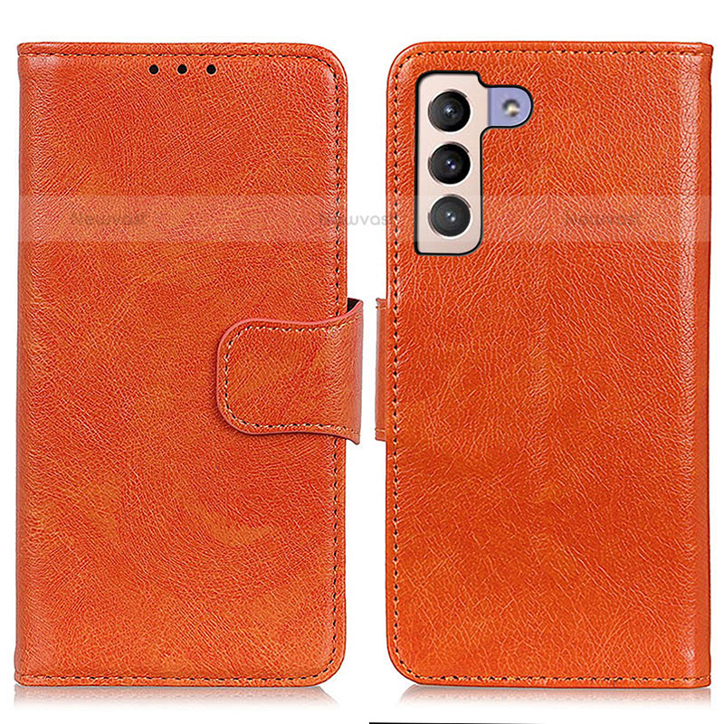 Leather Case Stands Flip Cover Holder N05P for Samsung Galaxy S21 Plus 5G Orange