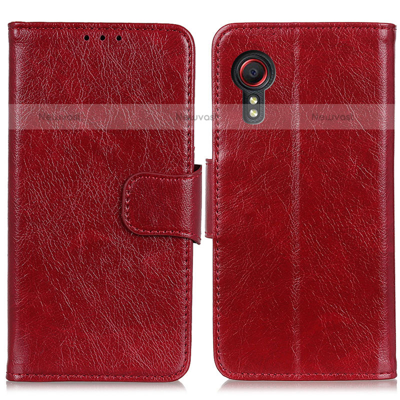 Leather Case Stands Flip Cover Holder N05P for Samsung Galaxy XCover 5 SM-G525F Red