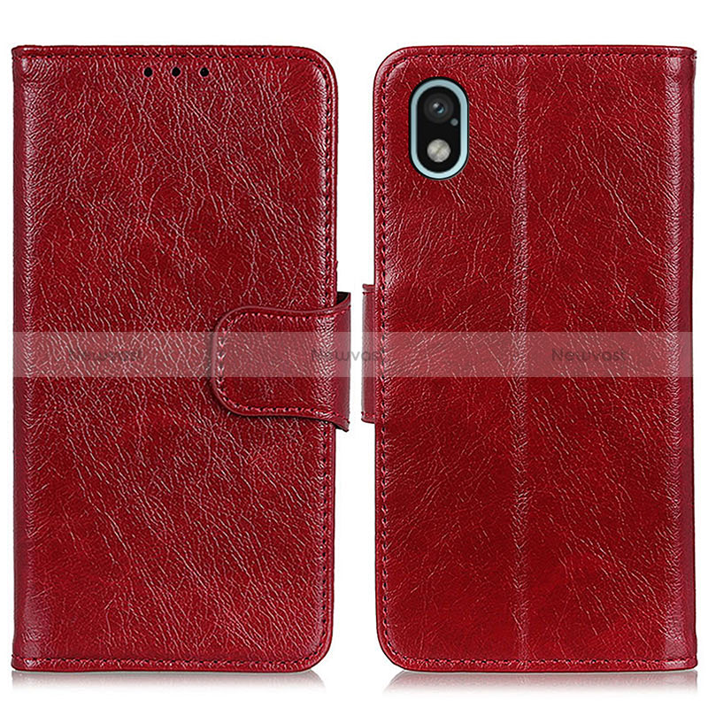 Leather Case Stands Flip Cover Holder N05P for Sony Xperia Ace III Red