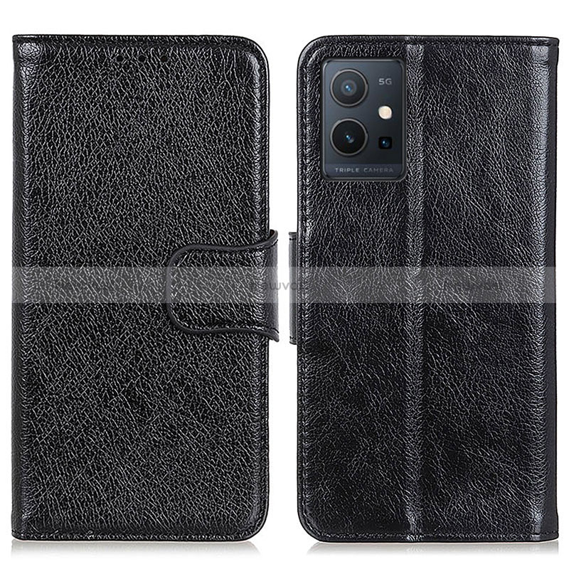 Leather Case Stands Flip Cover Holder N05P for Vivo Y33e 5G Black