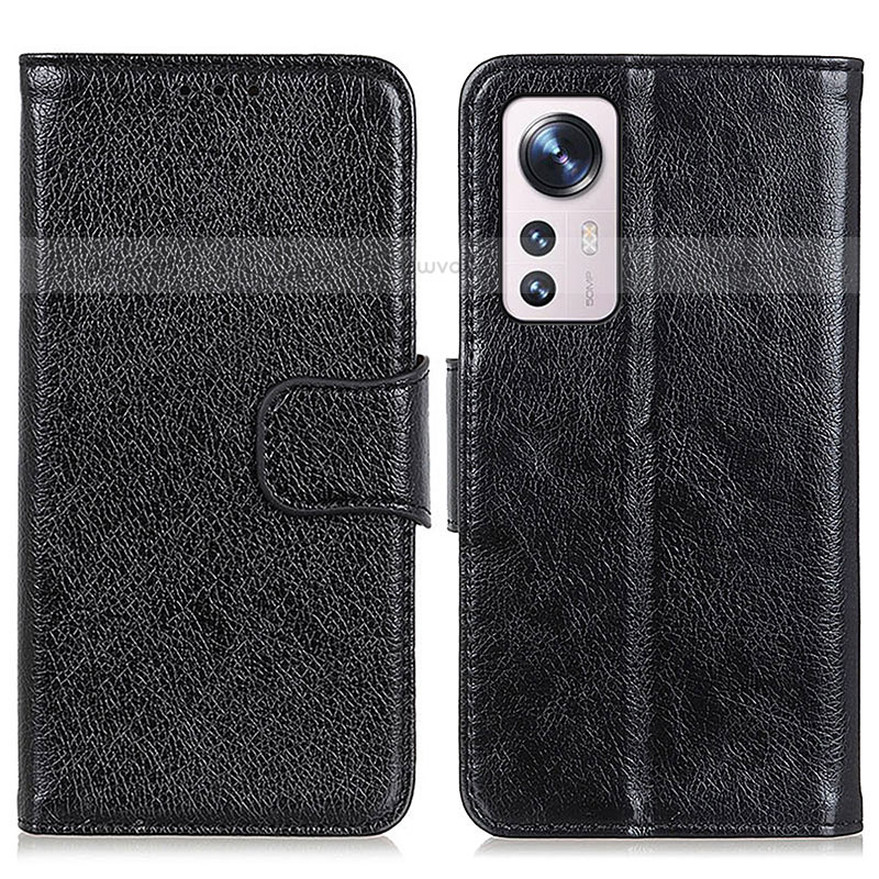 Leather Case Stands Flip Cover Holder N05P for Xiaomi Mi 12 Pro 5G Black