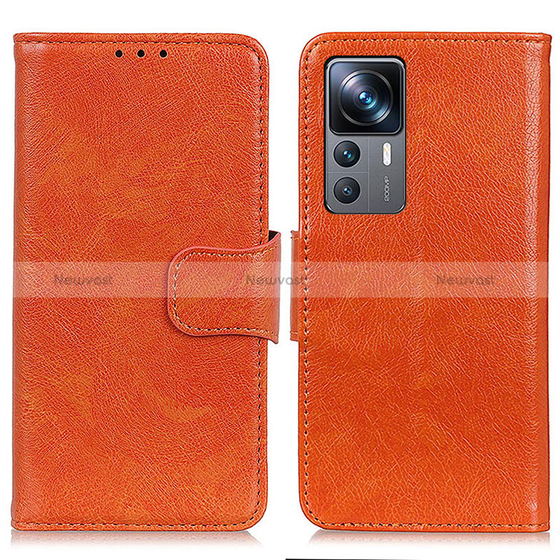 Leather Case Stands Flip Cover Holder N05P for Xiaomi Mi 12T 5G Orange