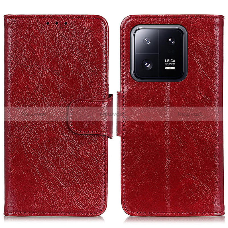 Leather Case Stands Flip Cover Holder N05P for Xiaomi Mi 13 Pro 5G Red