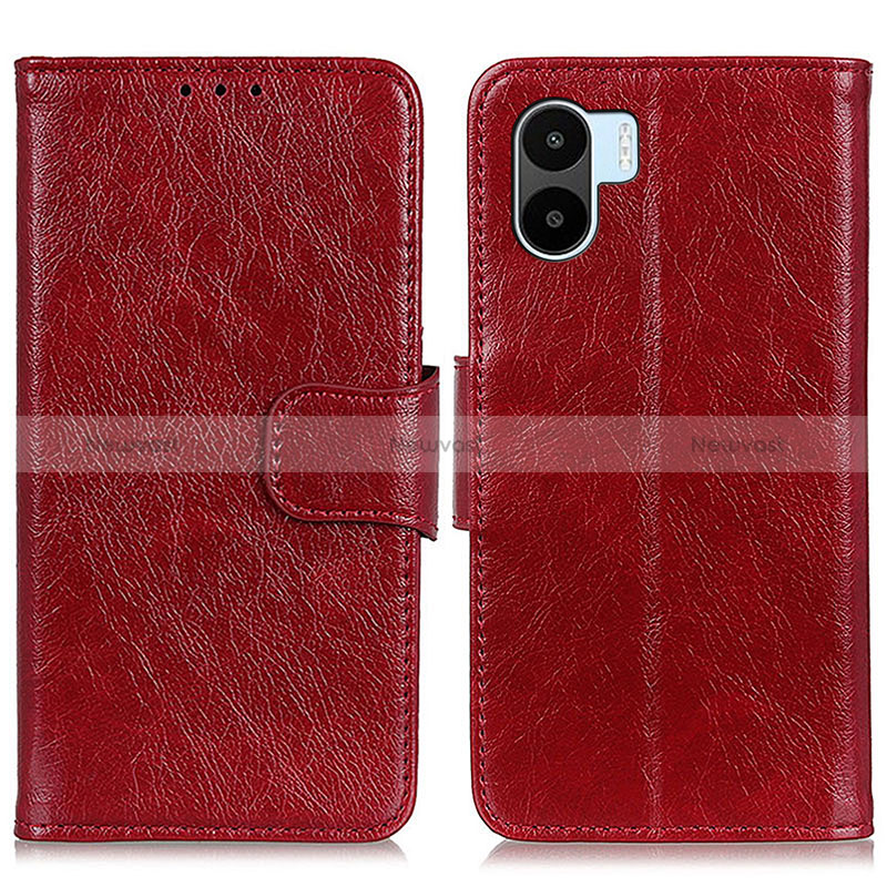 Leather Case Stands Flip Cover Holder N05P for Xiaomi Poco C51 Red