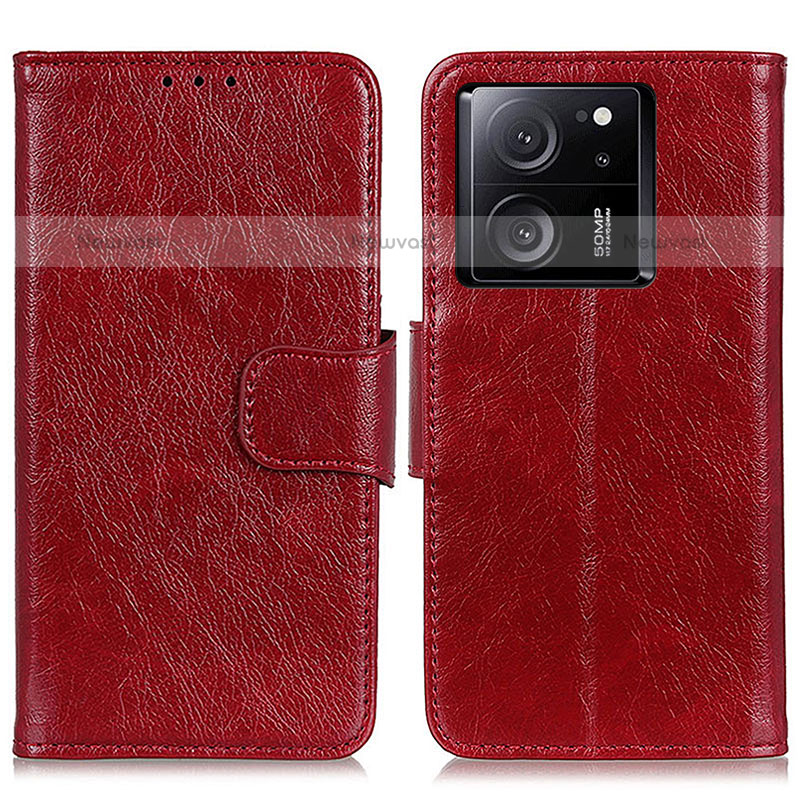 Leather Case Stands Flip Cover Holder N05P for Xiaomi Redmi K60 Ultra 5G Red