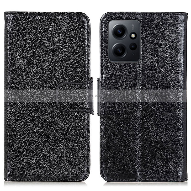 Leather Case Stands Flip Cover Holder N05P for Xiaomi Redmi Note 12 4G Black