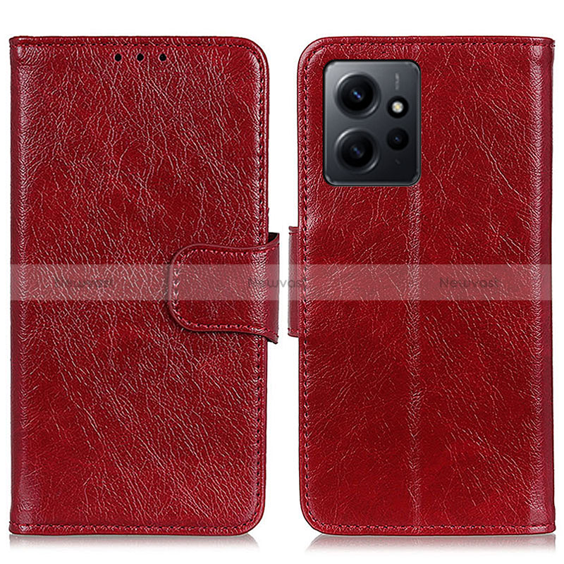 Leather Case Stands Flip Cover Holder N05P for Xiaomi Redmi Note 12 4G Red