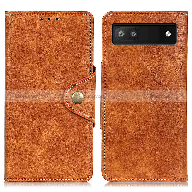 Leather Case Stands Flip Cover Holder N06P for Google Pixel 7a 5G Brown